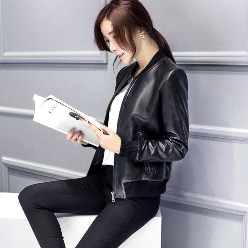 Fashion Spring Women Motorcycle Faux PU Leather Black bomber Jacket female Short student biker Coat ladies' leather jackets 201224