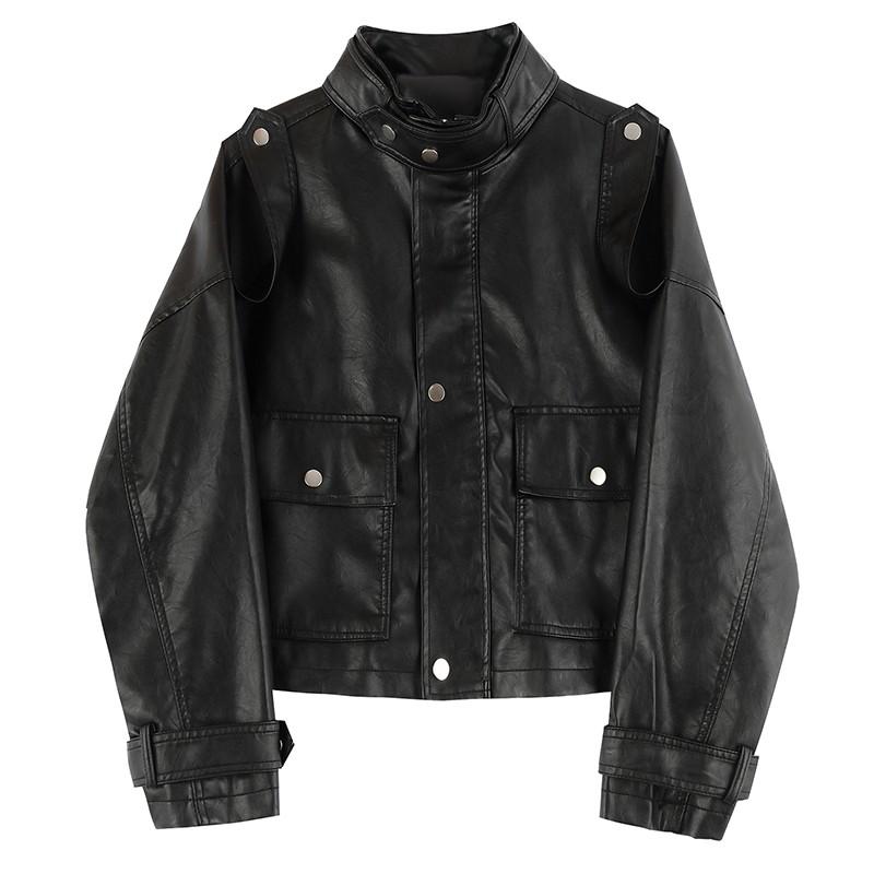 Ailegogo New Women Streetwear Stand Collar Pink Pu Faux Leather Jacket Casual Female Motorcycle Biker Black Loose Coat 
Ailegogo New Women Streetwear Stand Collar Pink Pu Faux Leather Jacket Casual Female Motorcycle Biker Black Loose Coat