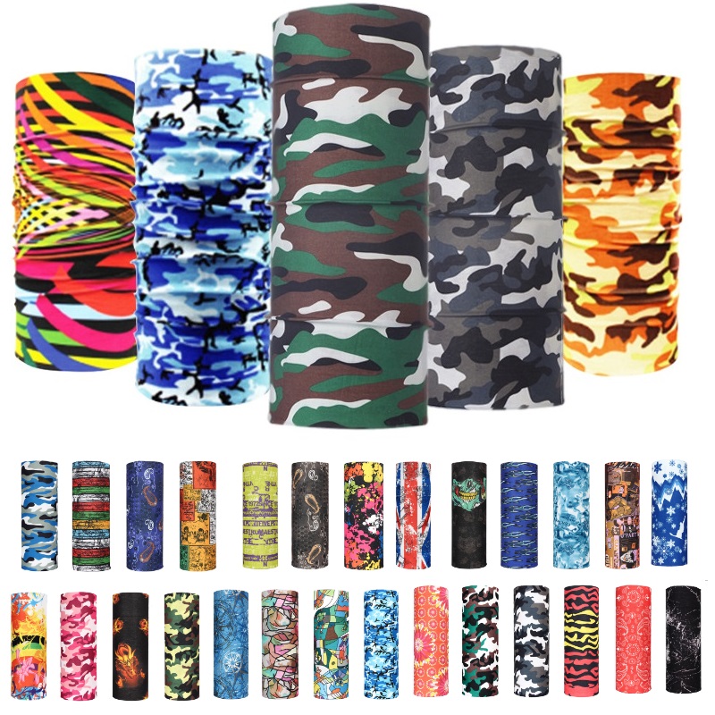 Outdoor Sports Seamless Camo Bandana Multifunctional Headwear Headband Neckwarmer Magic Scarf Neck Gaiter Fishing Face Shield Mask Balaclava