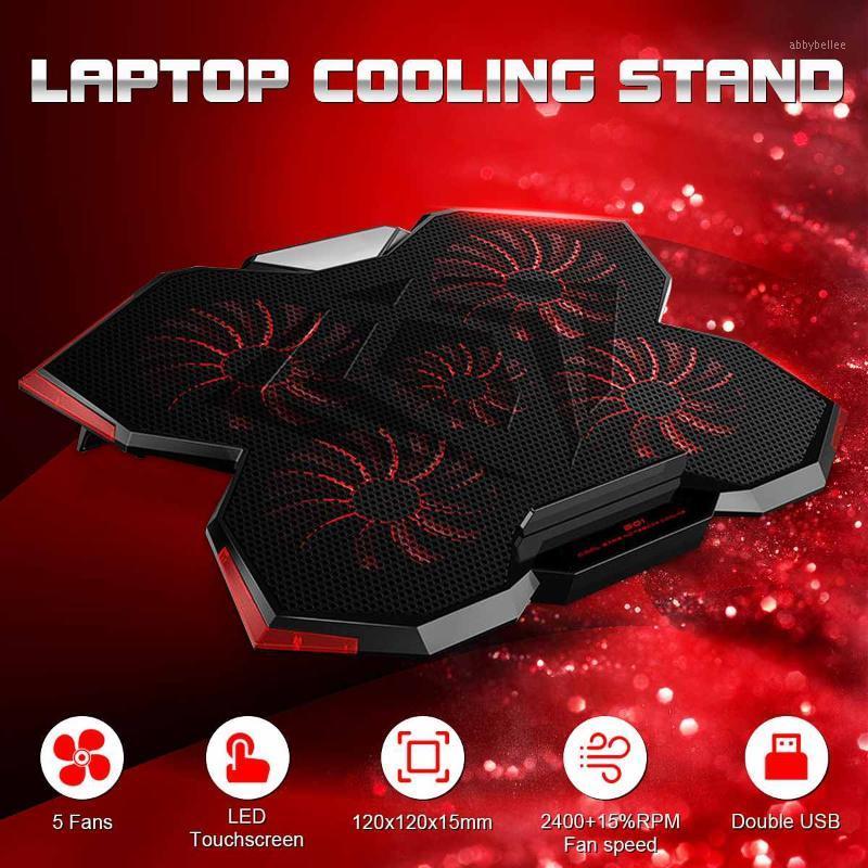 NEW 2 Levels Adjustable 5 Fans Laptop Cooler Cooling Pad with Low Voice Laptop Radiator High Speed Radiator Touch Screen1