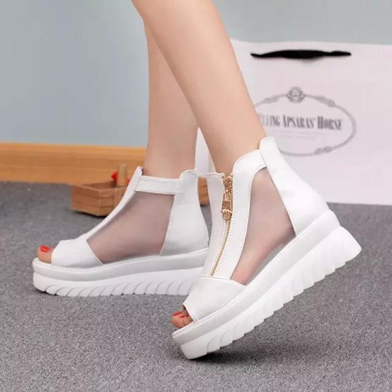 fish mouth Roman shoes platform platform sandals with sandals ladies fashion mesh surface stitching transparent women's shoes, Black
fish mouth Roman shoes platform platform sandals with sandals ladies fashion mesh surface stitching transparent women's shoes, Black