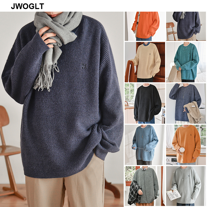 Autumn Korea Mens Pullover ONeck Mens Sweater Solid Color Long Sleeve Knit Sweaters Men Casual Pull Men Clothing 201221