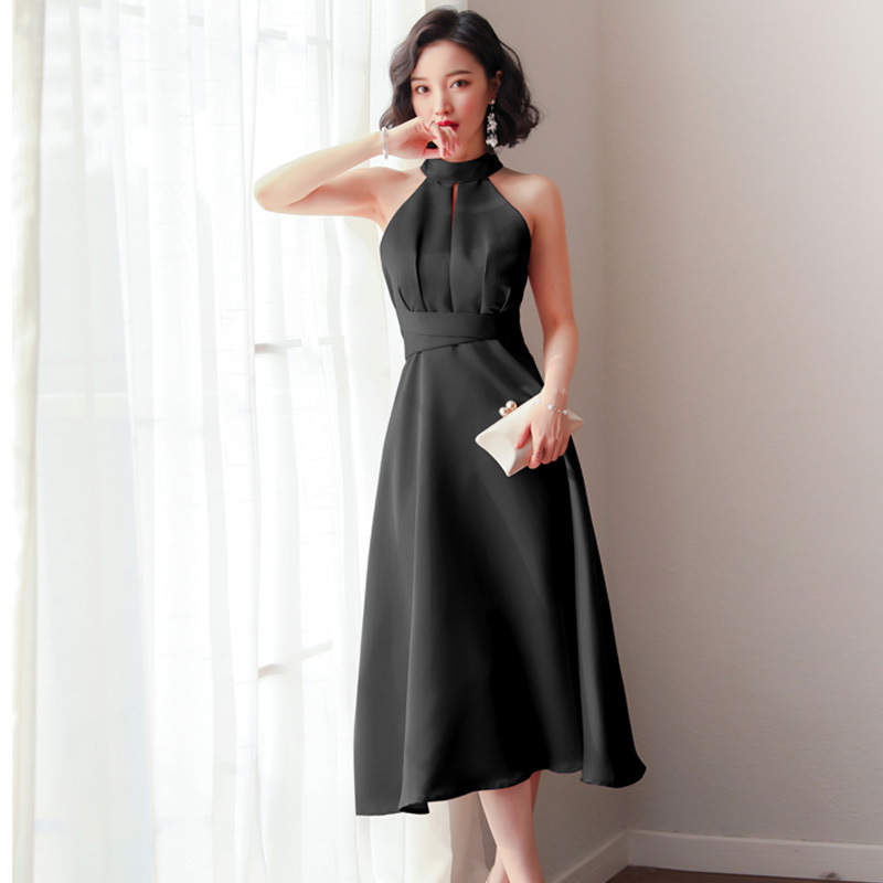 Beauty Emily Fashion Hanging Neck Evening Dresses strapless Elegant Bow Party Dresses Middle Ruched Prom Gowns Vestido de noche 201114