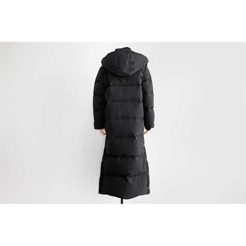 Women Hooded warm puffer zipper down jacket black navy blue Long thick section large size winter coat womens 201029