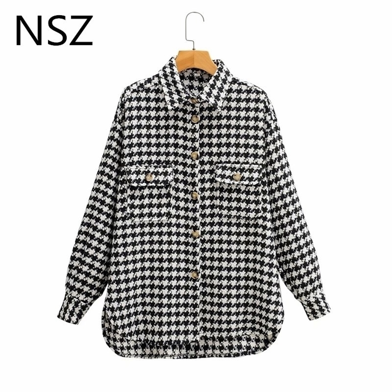 NSZ women black and white houndstooth oversized tweed jacket woolen blend plaid shirt coat checked overshirt outerwear fall 201112, 19-1
NSZ women black and white houndstooth oversized tweed jacket woolen blend plaid shirt coat checked overshirt outerwear fall 201112, 19-1