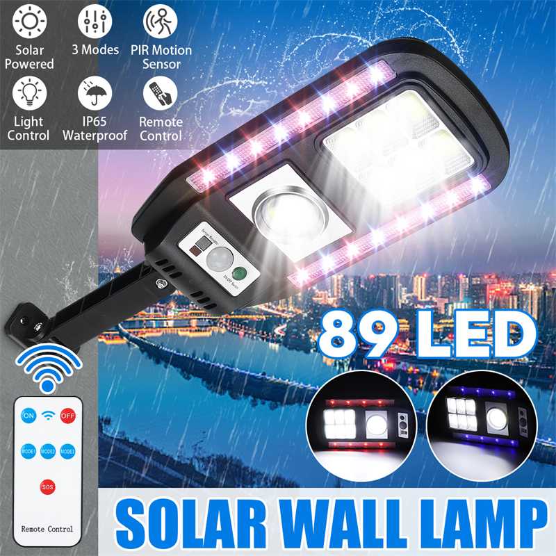 89 LED Solar Lamp Outdoor Motion Sensor RGB Security Wall Light