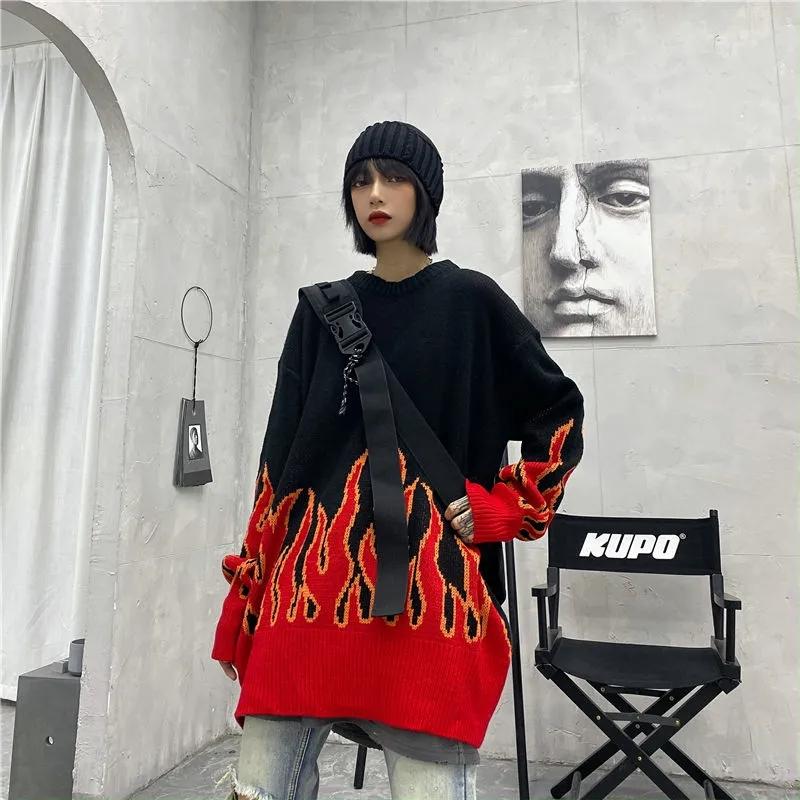 Winter Korean hip-hop style women' pullover Harajuku basket red pink flame round neck loose plus size women' sweater, Black
Winter Korean hip-hop style women' pullover Harajuku basket red pink flame round neck loose plus size women' sweater, Black