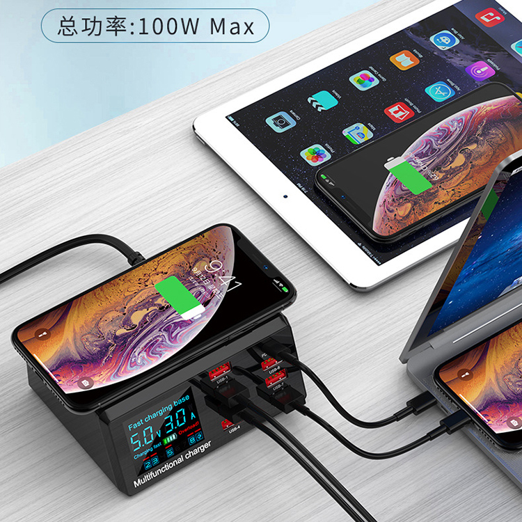 100W 8 Ports USB Charger QC30 Adapter Wireless Charging Station PD Fast Charger For iPhone 13 12 11 Samsung5507118