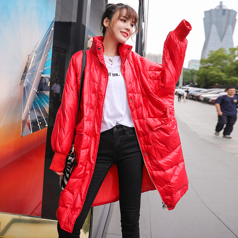 Fitaylor Women Winter Long Jacket Coat Ultra Light White Duck Down Parka Loose Casual Breadwear Female Warm Down Jacket Outwear 201023