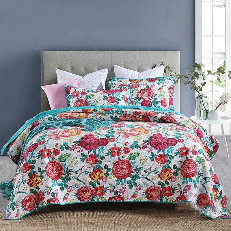 Flowers Print Bedspread Summer Quilt Set 3PCS Wash Cotton Blanket For Bed Cover With 2*Pillowcase Queen Size Coverlet, As picture
Flowers Print Bedspread Summer Quilt Set 3PCS Wash Cotton Blanket For Bed Cover With 2*Pillowcase Queen Size Coverlet, As picture
