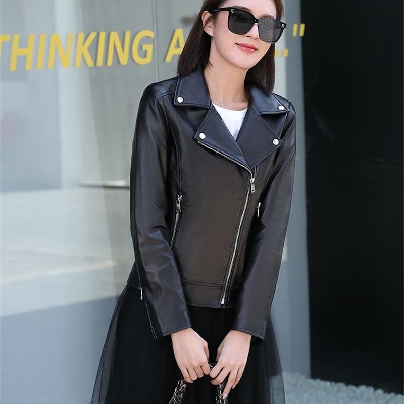 women Genuine leather jacket.soft sheepskin leather jacketfashion slim leather coatquality.wholesales 201030
