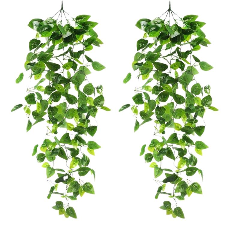 2Pcs Artificial Hanging Plants 3.28Ft Fake Ivy Vine Leaves for Wall Home Room Garden Wedding Garland Outside Decoration, Green 
2Pcs Artificial Hanging Plants 3.28Ft Fake Ivy Vine Leaves for Wall Home Room Garden Wedding Garland Outside Decoration, Green