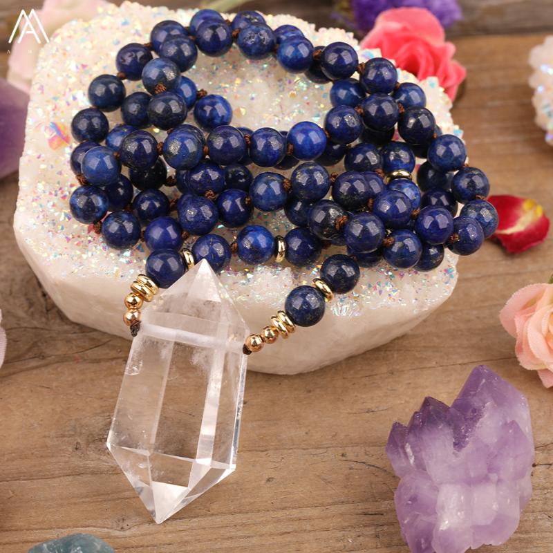 Natural White Quartz Double Point Pendant 8mm Round Lapiz Stone Beads Knotted Handmade Necklace For Women Jewelry Dropshipping
Natural White Quartz Double Point Pendant 8mm Round Lapiz Stone Beads Knotted Handmade Necklace For Women Jewelry Dropshipping