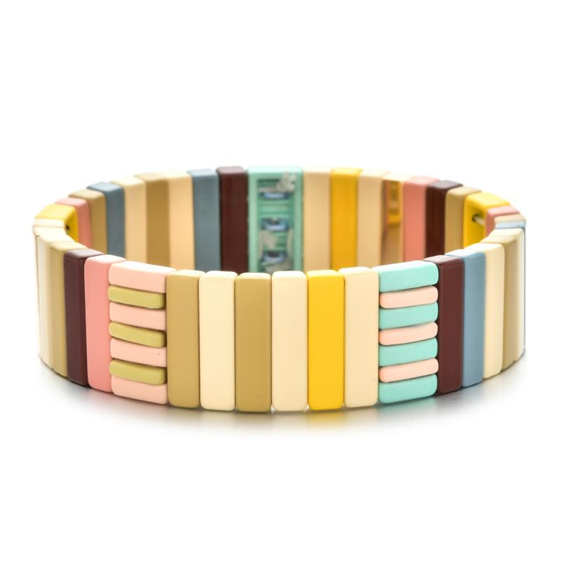Enameled Tile Bracelet Cubic Friendship Stretch Bangle Handmade Pulseras Elastic Stacking Jewelry for Women Femme Bohemian
Enameled Tile Bracelet Cubic Friendship Stretch Bangle Handmade Pulseras Elastic Stacking Jewelry for Women Femme Bohemian