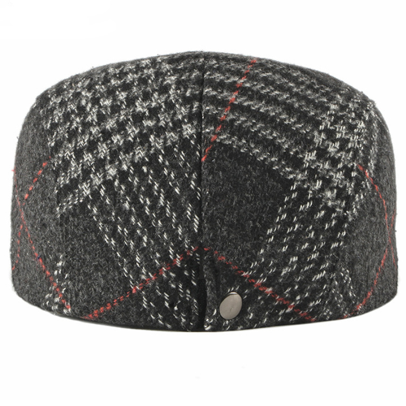 HT2701 Beret Cap Autumn Winter Wool Hat Vintage Plaid Men Women Berets Adjustable Retro Ivy Newsboy Flat Cap Artist Painter Hat 201026