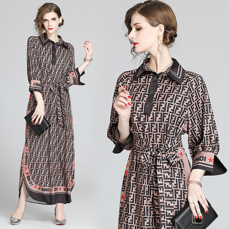 Plus Size Loose Runway Letters Printed Sash Party Maxi Dress Women Button Long Sleeve Elegant Ladies Lapel Shirt Casual Evening Dresses Robe, Black;gray
Plus Size Loose Runway Letters Printed Sash Party Maxi Dress Women Button Long Sleeve Elegant Ladies Lapel Shirt Casual Evening Dresses Robe, Black;gray