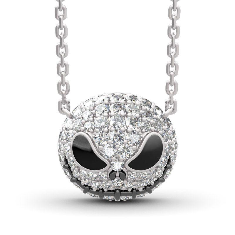 Nightmare Before Christmas Skull Name Necklace Chokers Women Chain Punk Crystal Jewelry Pumpkin Jack Enamel Necklace