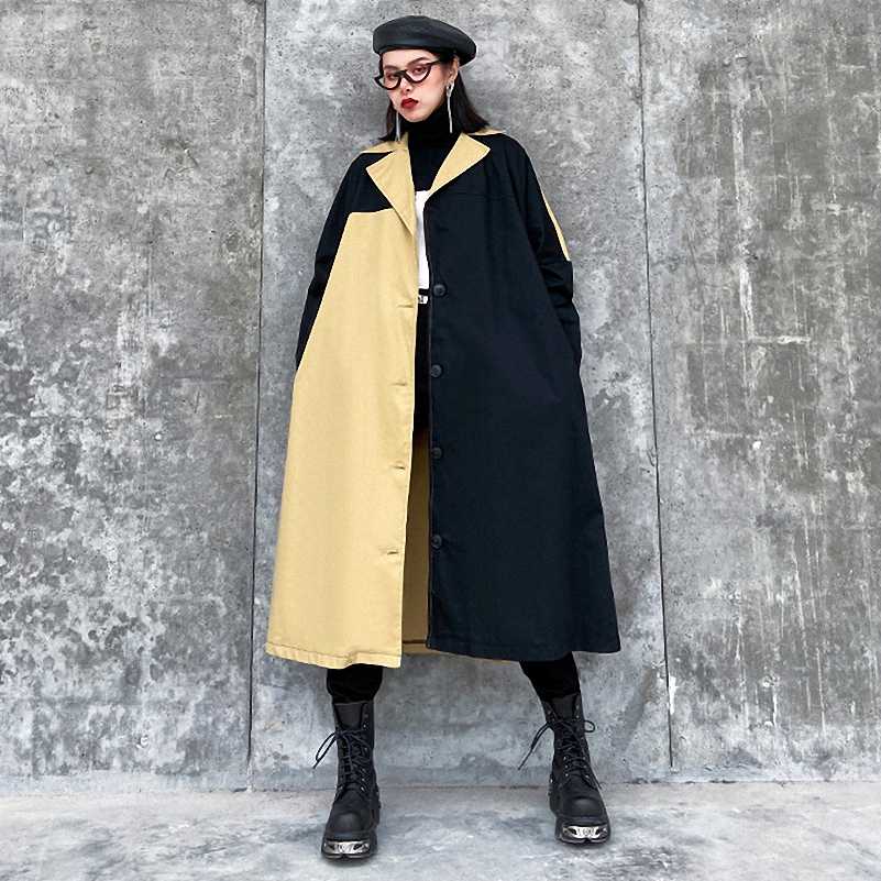 2020 Spring Autumn New Turn-down Collar Hit Color Casual Streetwear Loose Women Trench Coat Patchwork Button Female Coats, As picture
2020 Spring Autumn New Turn-down Collar Hit Color Casual Streetwear Loose Women Trench Coat Patchwork Button Female Coats, As picture