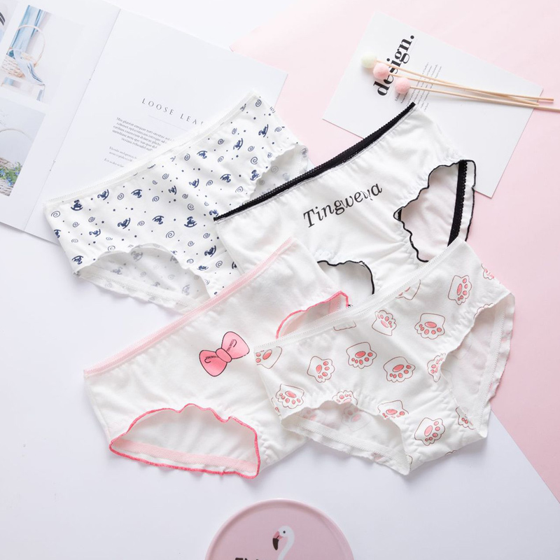 High Quality Cute Girl Briefs 5pcs Teenage Bowknot Underpants Young Girl Briefs Comfortable Cotton Panties Kids Underwear 670 Y0126