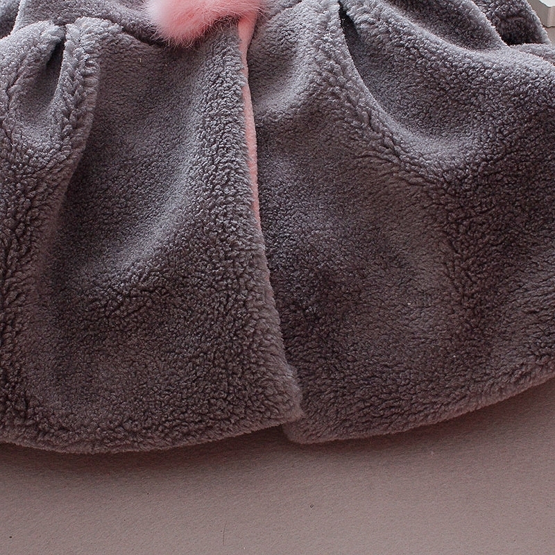 Baby Coat Winter Baby Girls Clothes Cute Rabbit Ear Hooded Plush Coat Manteau Fille Ropa Bebe Free Shipping 201128