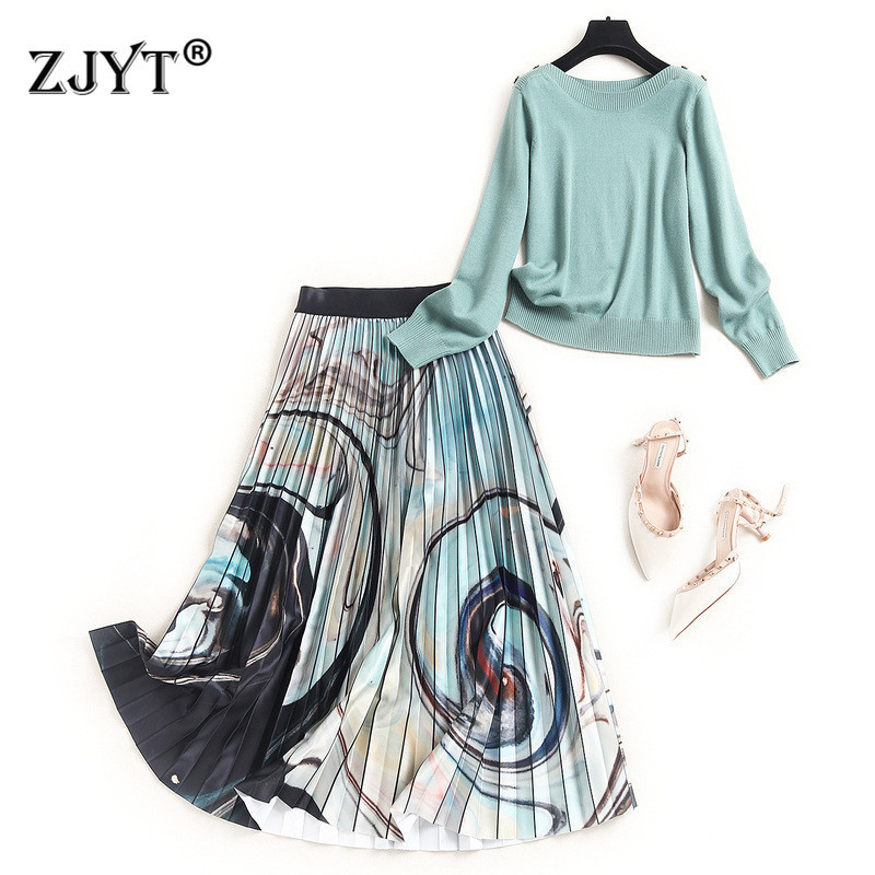 New Fashion Autumn Runway Suit Women Long Sleeve Pullover Knit Sweater and Midi Skirt 2 Piece Set Lady Outfits 201130, Turquoise
New Fashion Autumn Runway Suit Women Long Sleeve Pullover Knit Sweater and Midi Skirt 2 Piece Set Lady Outfits 201130, Turquoise