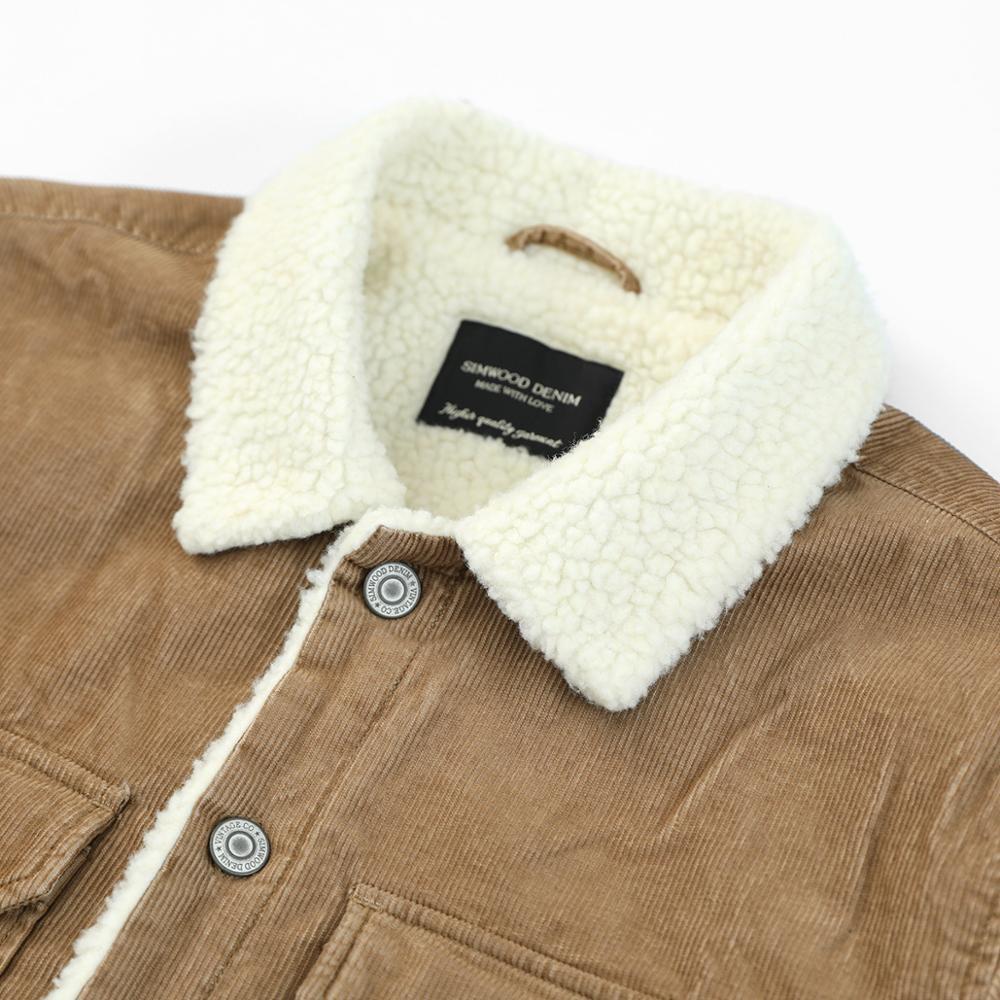 Autumn Winter Coats Men Shearling-Lined Cotton-Blend Corduroy Trucker 100% Cotton Warm Jackets Plus Size Parkas 201201
