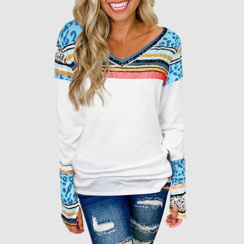 V Neck Stripe Leoaprd T-shirt Long Sleeve Tops Tee Women Casual Autumn New Tee Shirts Women Clothes 2021 Patchwork Print Top, White
V Neck Stripe Leoaprd T-shirt Long Sleeve Tops Tee Women Casual Autumn New Tee Shirts Women Clothes 2021 Patchwork Print Top, White