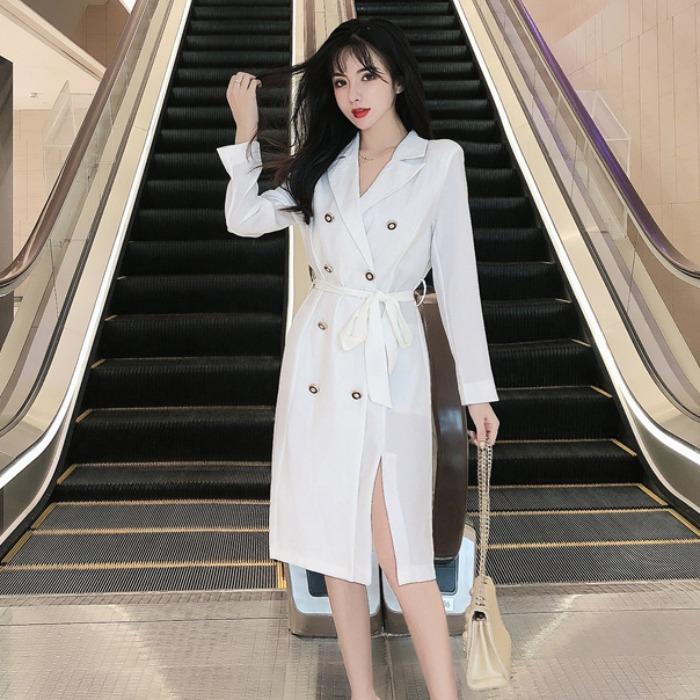 Women Korean Style Double Breasted Lace Up Trench Coat Waist Lady Slim Sashes Long Trench Female Office Solid Dress, Black
Women Korean Style Double Breasted Lace Up Trench Coat Waist Lady Slim Sashes Long Trench Female Office Solid Dress, Black