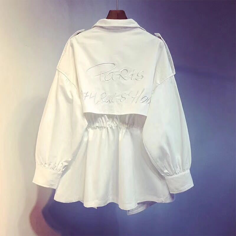 new Korean version of casual tooling windbreaker in the long section of loose jacket thin section womens 201111