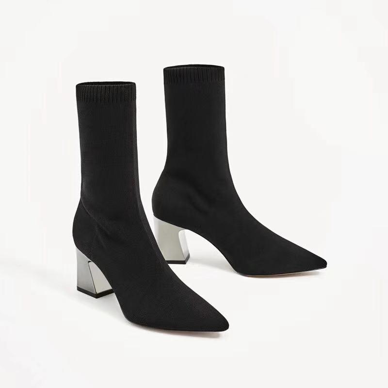 spring and autumn new short boots for women's thick heel elastic pointed knitted socks and boots, net red high heel medium, Black
spring and autumn new short boots for women's thick heel elastic pointed knitted socks and boots, net red high heel medium, Black
