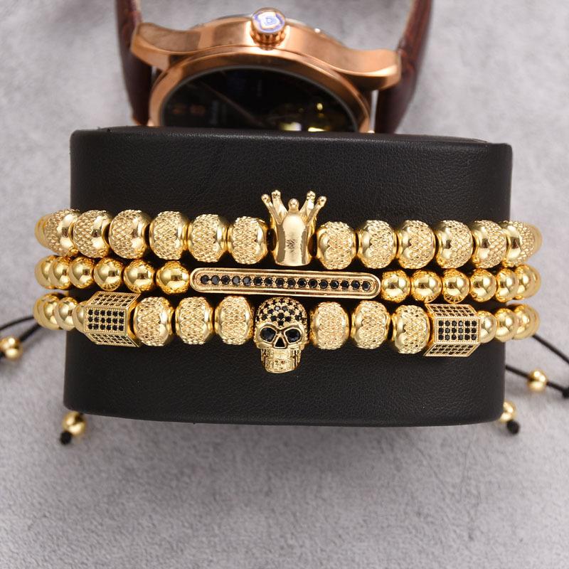 Hot Men Woman Jewelry for Men Gold Skull Crown Beaded Bracelet Vintage Punk Style Stainless Steel Bracelets Bangles 3pcs/set
Hot Men Woman Jewelry for Men Gold Skull Crown Beaded Bracelet Vintage Punk Style Stainless Steel Bracelets Bangles 3pcs/set