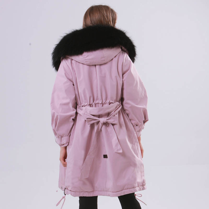 Large Natural Raccoon Fur Winter Jacket Women Hooded Long Parkas For Female Thick Slim Down Winter Coat Women Waterproof 201125