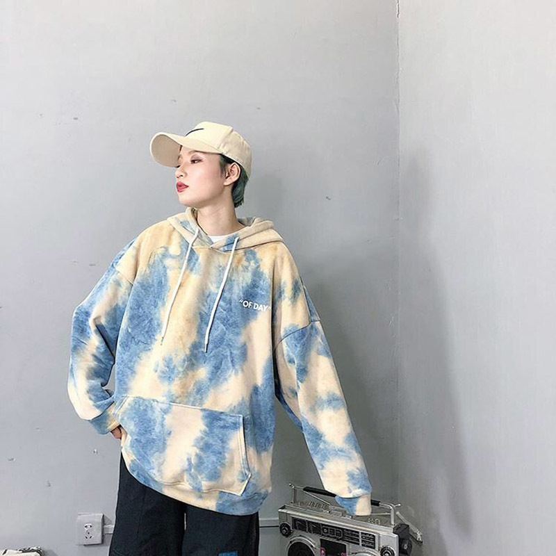 Oversized Tie-dye Women's Hoodies velvet Female Hooded Casual Sweatshirt Tops Harajuku Ladies Pullovers korean style clothes 201112