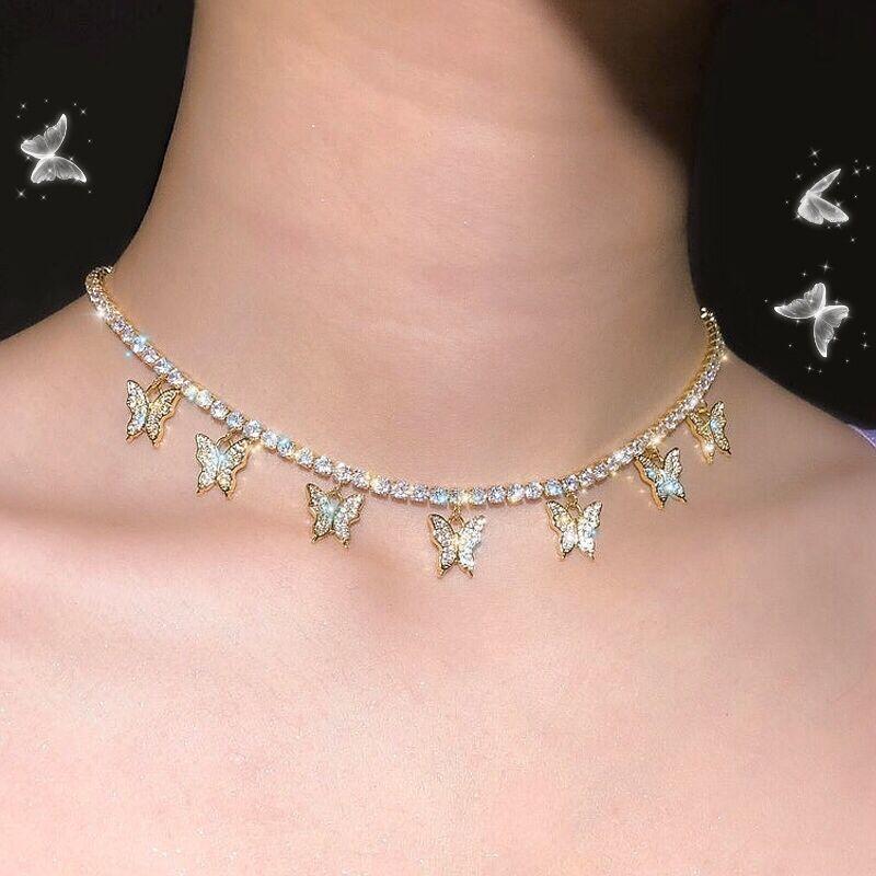 Butterfly Necklace Chain Bling Rhinestone Pendant Necklace Statement Luxury Clear Crystal Hip Hop Jewelry Accessories
Butterfly Necklace Chain Bling Rhinestone Pendant Necklace Statement Luxury Clear Crystal Hip Hop Jewelry Accessories