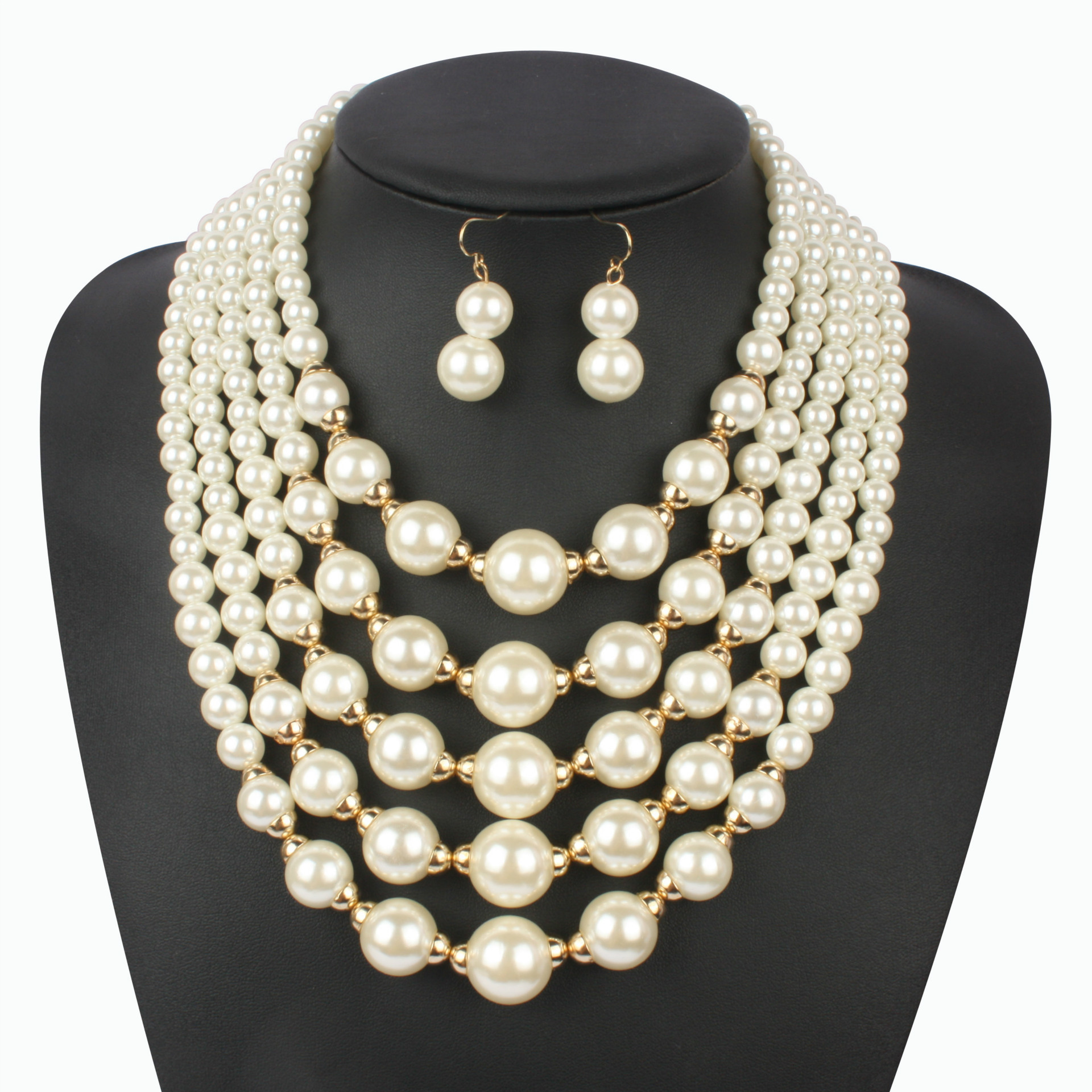 Imitation Pearl Beige Jewelry Set Elegant Wedding Classic Multilayer Handmade Beads Choker Necklaces Earring Colares Femininos For Women, As pic
Imitation Pearl Beige Jewelry Set Elegant Wedding Classic Multilayer Handmade Beads Choker Necklaces Earring Colares Femininos For Women, As pic