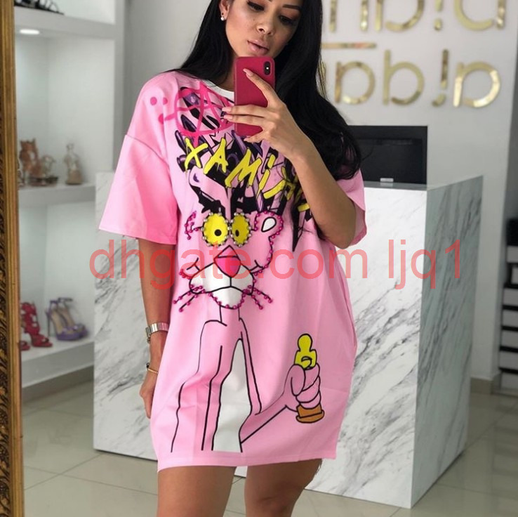 Diamonds Animal Dress Women Pink Panther T Shirt Dress Beading T Shirt Summer O Neck Short Sleeve Loose Dress, Blue
Diamonds Animal Dress Women Pink Panther T Shirt Dress Beading T Shirt Summer O Neck Short Sleeve Loose Dress, Blue