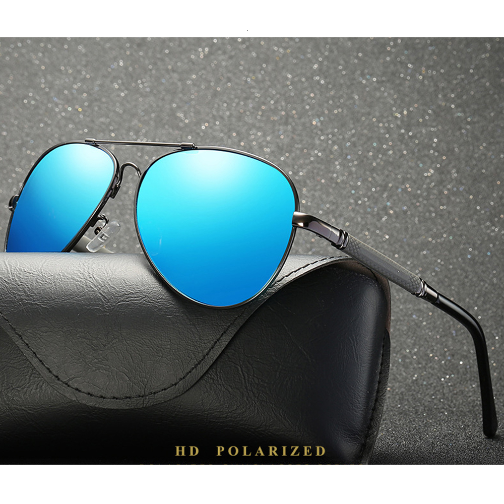 2021 New Driving Polarized Sunglasses Uv400 Blue Mirror Male Glasses for Men with Box Wb7o