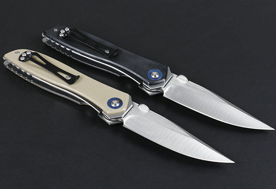 High Quality 0640 Ball Bearing Folding Knife 9Cr13Mov Satin Blade G10 + Steel Sheet Handle EDC Knives With Retail Box