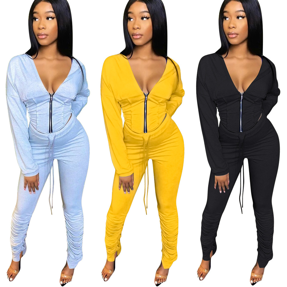Autumn Solid Sports Two Piece Set Energy Long Sleeve Zipper Crop Top Drawstring Pants Tracksuit Gym Running Fitness Outdoor Suit, Black set
Autumn Solid Sports Two Piece Set Energy Long Sleeve Zipper Crop Top Drawstring Pants Tracksuit Gym Running Fitness Outdoor Suit, Black set