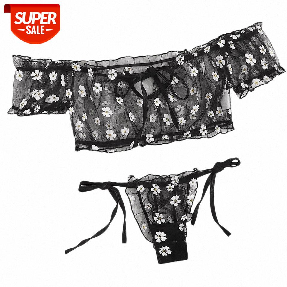 New Women's Floral Mesh Lingerie Set Frill Bra and Self Tie Thong Panty Suit Summer Sexy Pajamas Swimsuit 2Pcs Sets #wD2F, Black;white
New Women's Floral Mesh Lingerie Set Frill Bra and Self Tie Thong Panty Suit Summer Sexy Pajamas Swimsuit 2Pcs Sets #wD2F, Black;white