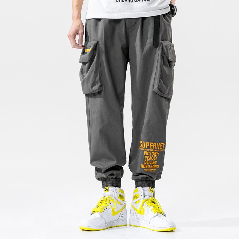 Fall 2020 New Men's Casual Pants Trend Versatile Loose Ins Multi Pocket Overalls Men