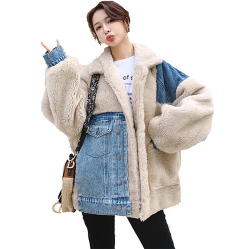 2020 New Arrival Winter Womens Denim Stitching Lambswool Coat Thick Trendy Lady Outerwear Loose Plus Size Female Jackets Mujer, Patchwork
2020 New Arrival Winter Womens Denim Stitching Lambswool Coat Thick Trendy Lady Outerwear Loose Plus Size Female Jackets Mujer, Patchwork