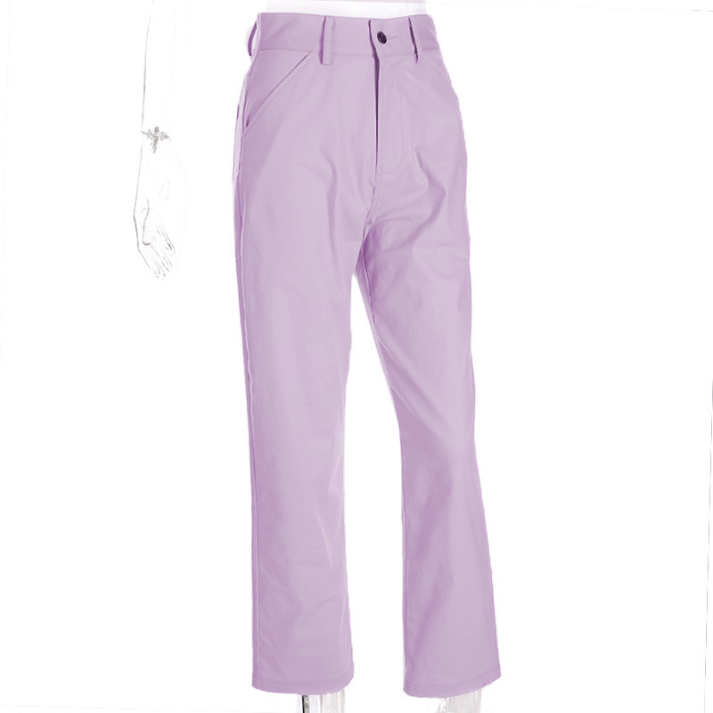 HOUZHOU Purple Pants Women Jokers Ladies Pants High Waist Women Trousers Streetwear Cargo Femme Full Length Free Shipping 201031