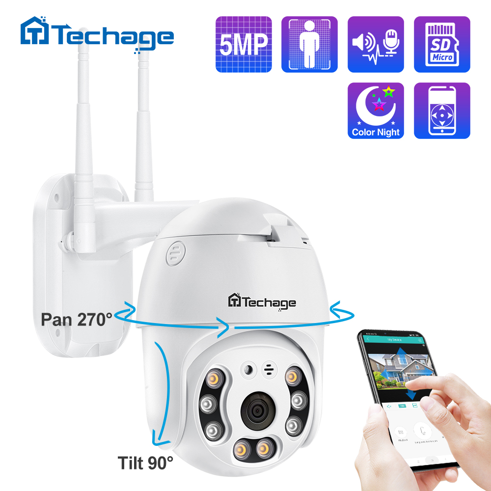 Techage 5MP PTZ Speed Dome WIFI IP Camera 1080P Outdoor Wireless AI Security Camera 2MP Full Color Night Two Way Audio P2P ONVIF
Techage 5MP PTZ Speed Dome WIFI IP Camera 1080P Outdoor Wireless AI Security Camera 2MP Full Color Night Two Way Audio P2P ONVIF
