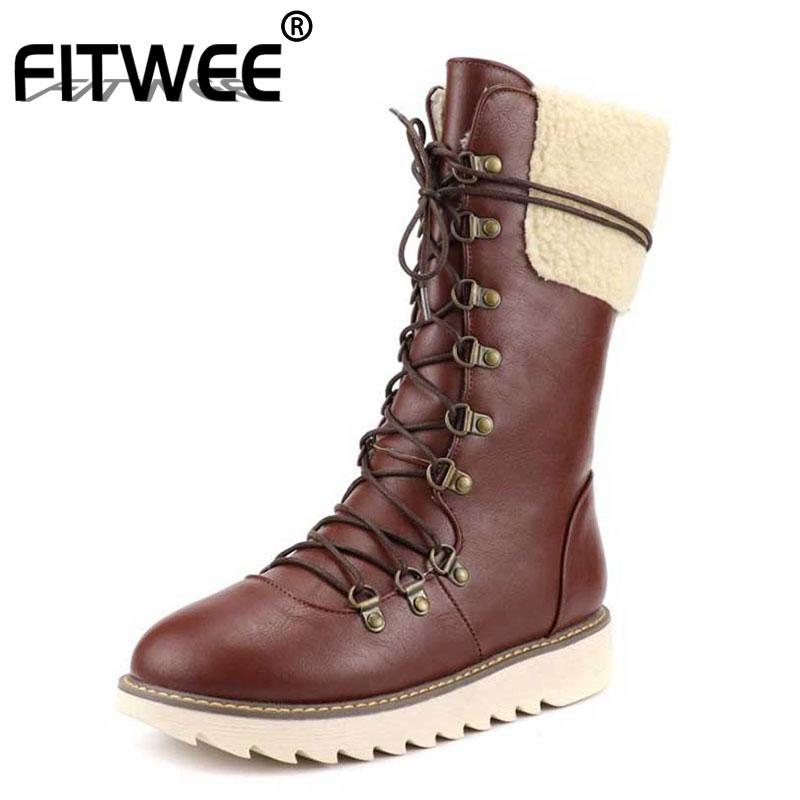 FITWEE Women Mid Calf Boots Plush Fur Warm Woman Shoes Rivets Fashion Winter Flats Botas Ladies Footwear Size 34-43, Black
FITWEE Women Mid Calf Boots Plush Fur Warm Woman Shoes Rivets Fashion Winter Flats Botas Ladies Footwear Size 34-43, Black