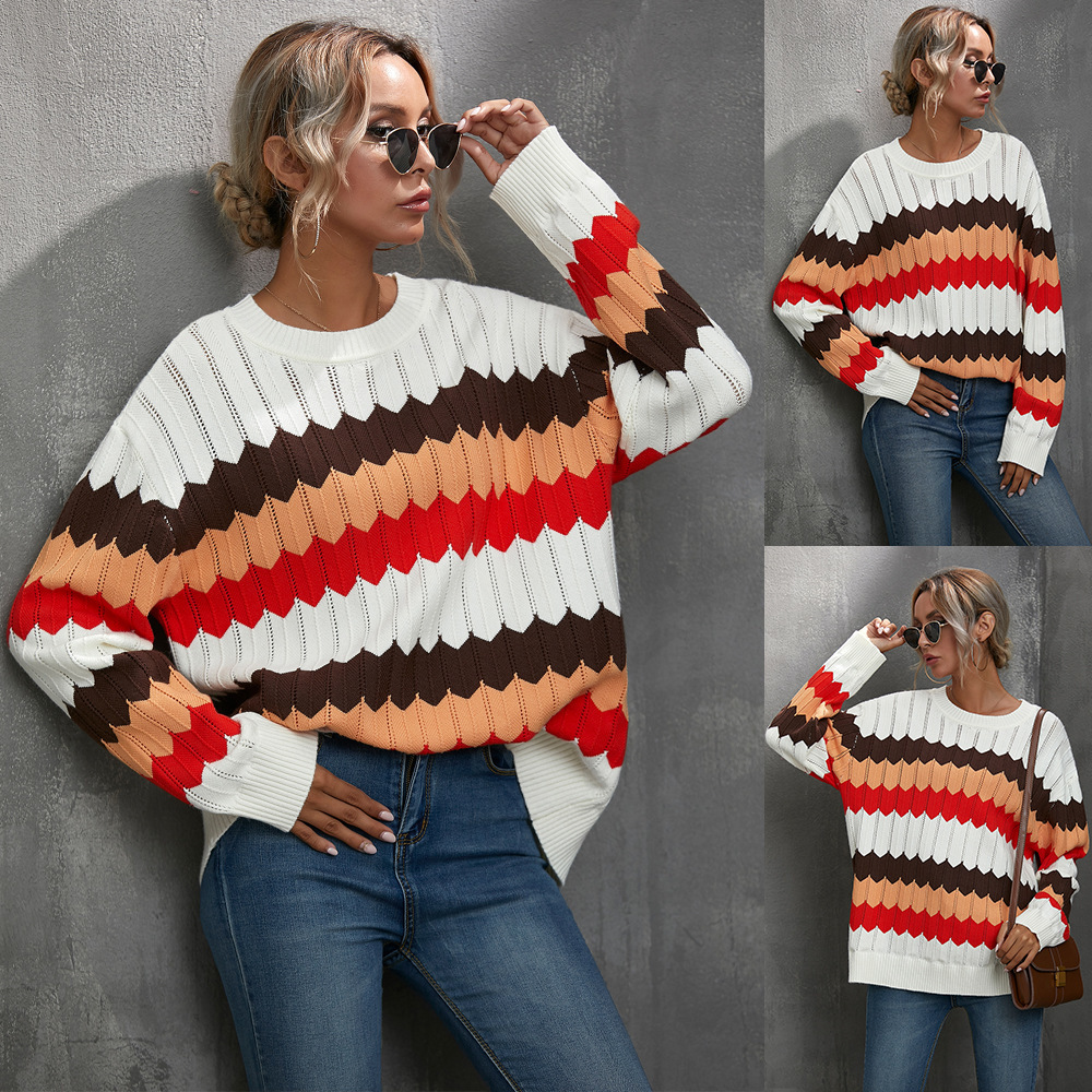 2021 Waved Standards for Women's Autumn and Winter the Casual Striped Matching Shirt Women Mn70, Red 
2021 Waved Standards for Women's Autumn and Winter the Casual Striped Matching Shirt Women Mn70, Red