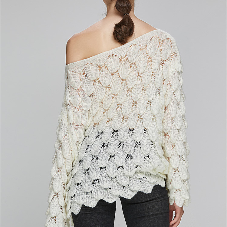 adohon Elegant Sweater Women Casual Fashion Loose Women Sweaters and Pullovers Cute 3D White Jumper Sueter Mujer Slash neck 201221
