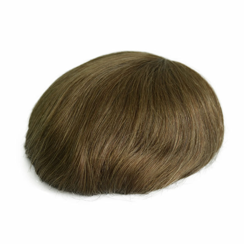 Q6 Toupee For Men Lace & PU Base Human Hair Replacement System Unit Toupee 6"