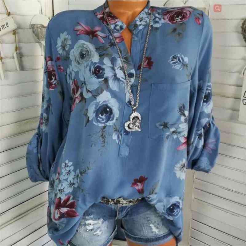 Women Floral Print Chiffon Blouse Long Sleeve V-neck Shirt Female Printed Tops Loose Pocket Blouses Harajuku, White
Women Floral Print Chiffon Blouse Long Sleeve V-neck Shirt Female Printed Tops Loose Pocket Blouses Harajuku, White