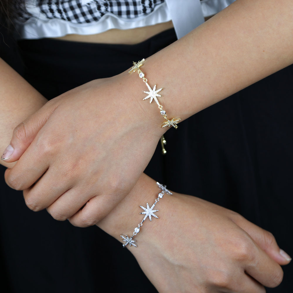 2020 Luxury Fashion Cubic Zirconia Stone Adjust Charm Bracelet for Women Exquisite Gold Silver Color Chain Cuff Bracelet Girl Jewelry Gift